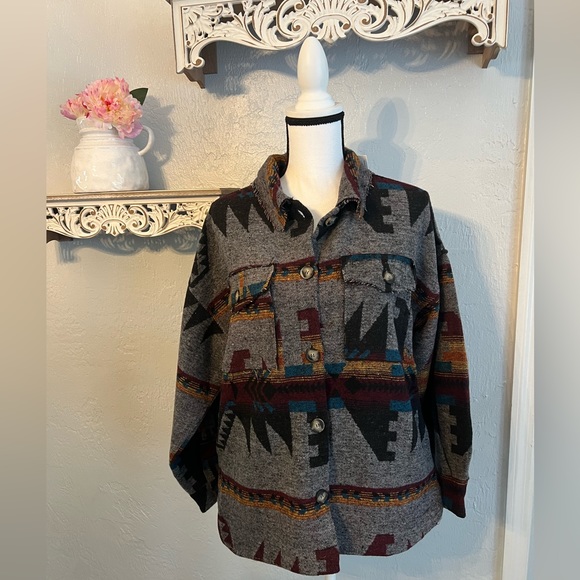 Very J, New In Aztec patterned rough collar jacket - Picture 2 of 6